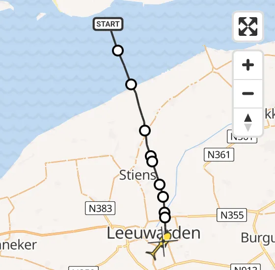 Vlucht Ambulancehelikopter PH-OOP van Ballum naar Leeuwarden op zondag 11 augustus 2024 12:12