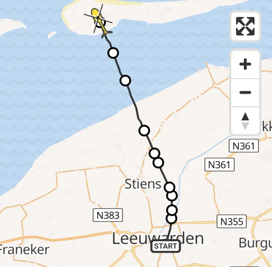 Vlucht Ambulancehelikopter PH-OOP van Leeuwarden naar Ameland Airport Ballum op zondag 11 augustus 2024 12:46