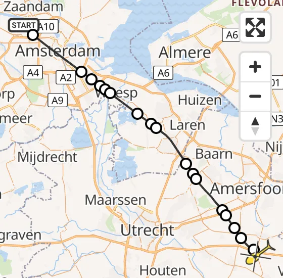 Vlucht Traumahelikopter PH-DOC van Amsterdam Heliport naar Maarsbergen op zondag 11 augustus 2024 13:55