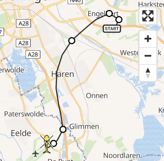 Vlucht Traumahelikopter PH-TTR van Groningen naar Groningen Airport Eelde op zondag 11 augustus 2024 14:12