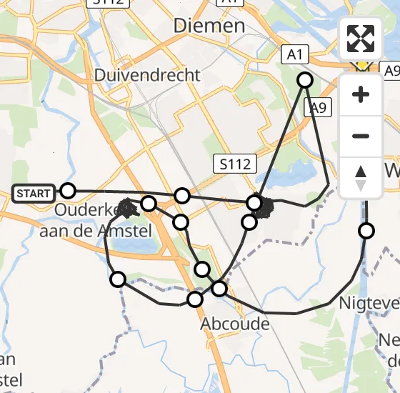 Vlucht Politiehelikopter PH-PXB van Amstelveen naar Weesp op zondag 11 augustus 2024 14:55