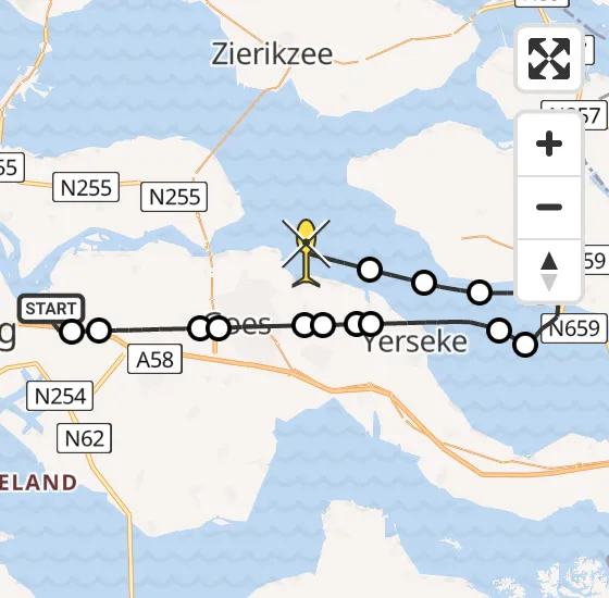 Vlucht Kustwachthelikopter PH-NCG van Vliegveld Midden-Zeeland naar Wemeldinge op zondag 11 augustus 2024 15:03