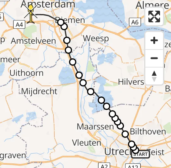 Vlucht Traumahelikopter PH-DOC van Universitair Medisch Centrum Utrecht naar Amsterdam op zondag 11 augustus 2024 15:07