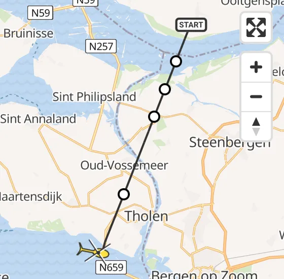 Vlucht Traumahelikopter PH-UMC van Ooltgensplaat naar Tholen op zondag 11 augustus 2024 15:11