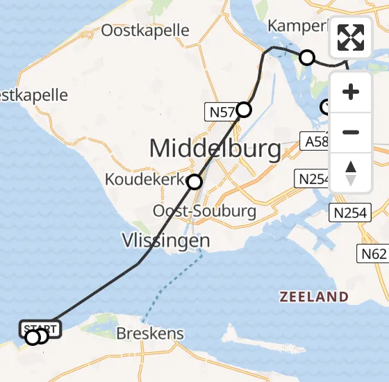 Vlucht Kustwachthelikopter PH-NCG van Vlissingen naar Vliegveld Midden-Zeeland op zondag 11 augustus 2024 15:40