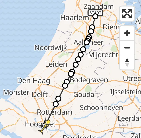 Vlucht Traumahelikopter PH-DOC van Amsterdam Heliport naar Poortugaal op zondag 11 augustus 2024 15:42