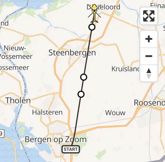 Vlucht Traumahelikopter PH-UMC van Bergen op Zoom naar Dinteloord op zondag 11 augustus 2024 16:23