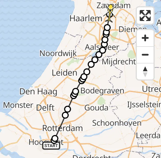 Vlucht Traumahelikopter PH-DOC van Poortugaal naar Amsterdam Heliport op zondag 11 augustus 2024 16:25