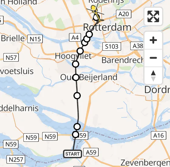 Vlucht Traumahelikopter PH-UMC van Ooltgensplaat naar Rotterdam The Hague Airport op zondag 11 augustus 2024 16:29