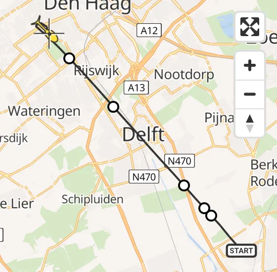 Vlucht Traumahelikopter PH-UMC van Rotterdam The Hague Airport naar Den Haag op zondag 11 augustus 2024 18:02