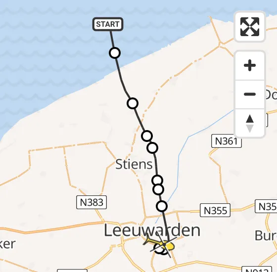 Vlucht Ambulancehelikopter PH-OOP van Ferwert naar Leeuwarden op zondag 11 augustus 2024 18:04