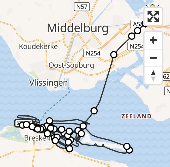 Vlucht Kustwachthelikopter PH-NCG van Vlissingen naar Vliegveld Midden-Zeeland op zondag 11 augustus 2024 18:07