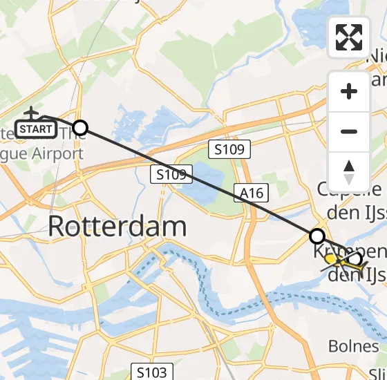 Vlucht Traumahelikopter PH-UMC van Rotterdam The Hague Airport naar Krimpen aan den IJssel op zondag 11 augustus 2024 18:39