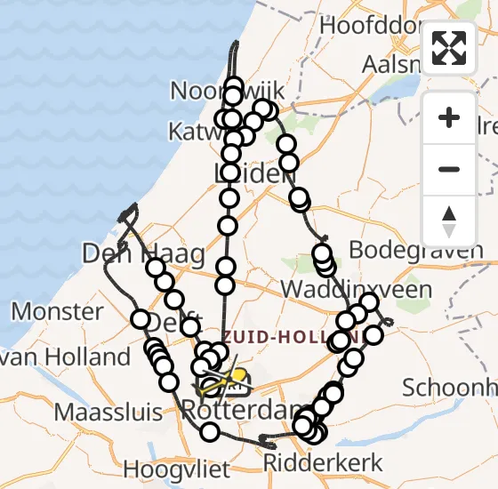 Vlucht Politiehelikopter PH-PXD van Rotterdam The Hague Airport naar Rotterdam The Hague Airport op zondag 11 augustus 2024 18:40