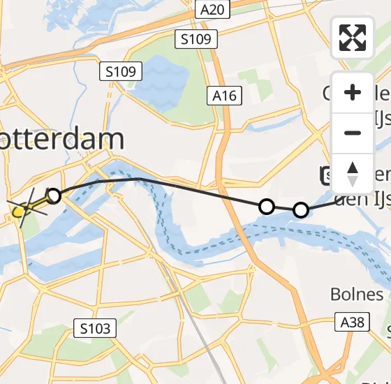 Vlucht Traumahelikopter PH-UMC van Capelle aan den IJssel naar Erasmus MC op zondag 11 augustus 2024 19:16