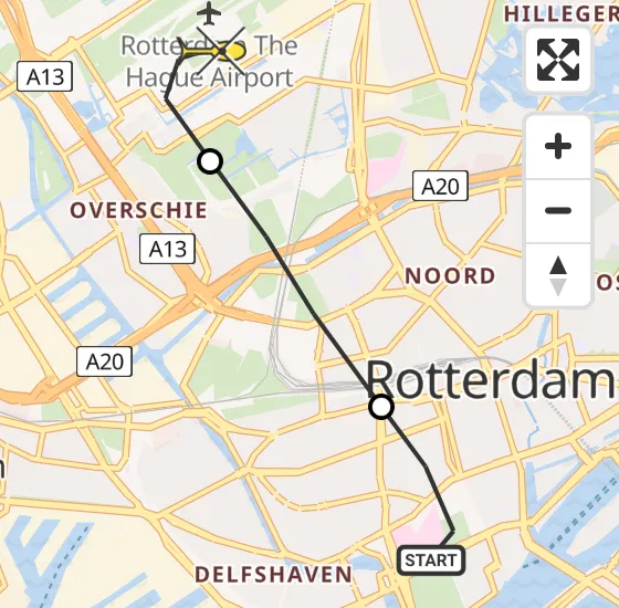 Vlucht Traumahelikopter PH-UMC van Erasmus MC naar Rotterdam The Hague Airport op zondag 11 augustus 2024 19:36