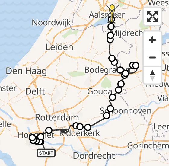 Vlucht Politiehelikopter PH-PXY van Oud-Beijerland naar Aalsmeer op zondag 11 augustus 2024 19:45