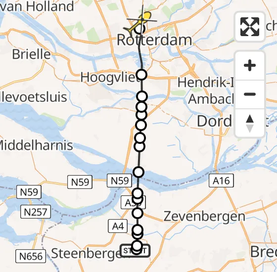 Vlucht Traumahelikopter PH-UMC van Dinteloord naar Rotterdam The Hague Airport op zondag 11 augustus 2024 21:04