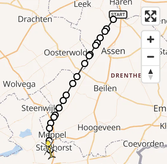 Vlucht Traumahelikopter PH-TTR van Groningen Airport Eelde naar Rouveen op zondag 11 augustus 2024 21:58