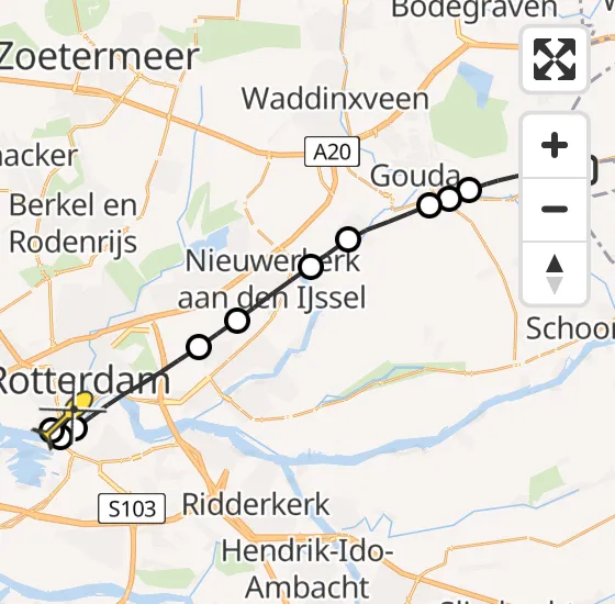 Vlucht Traumahelikopter PH-UMC van Hekendorp naar Erasmus MC op maandag 12 augustus 2024 0:36