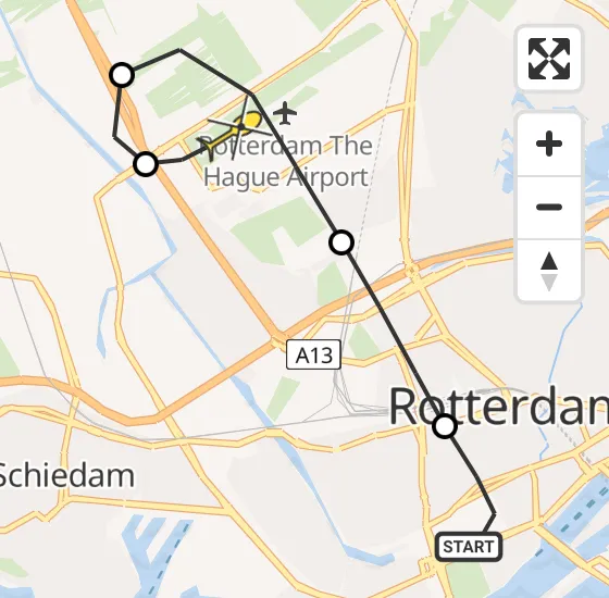 Vlucht Traumahelikopter PH-UMC van Erasmus MC naar Rotterdam The Hague Airport op maandag 12 augustus 2024 1:11