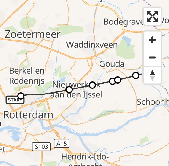 Vlucht Traumahelikopter PH-UMC van Rotterdam The Hague Airport naar Haastrecht op maandag 12 augustus 2024 8:26