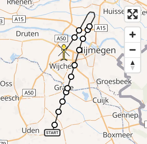 Vlucht Traumahelikopter PH-LLN van Vliegbasis Volkel naar Beuningen Gld op maandag 12 augustus 2024 8:53