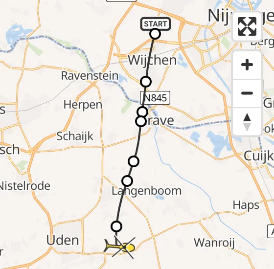 Vlucht Traumahelikopter PH-LLN van Beuningen Gld naar Vliegbasis Volkel op maandag 12 augustus 2024 9:08