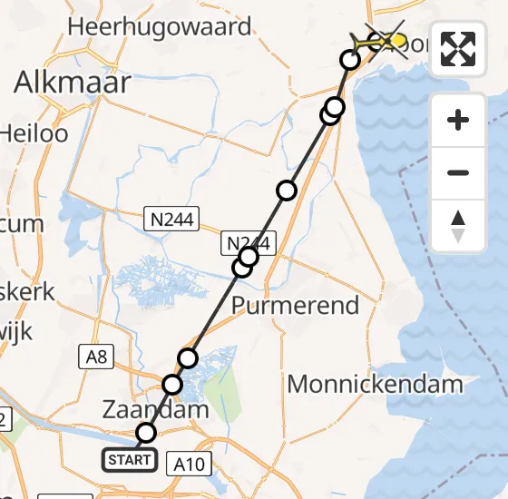 Vlucht Traumahelikopter PH-DOC van Amsterdam Heliport naar Hoorn op maandag 12 augustus 2024 9:10