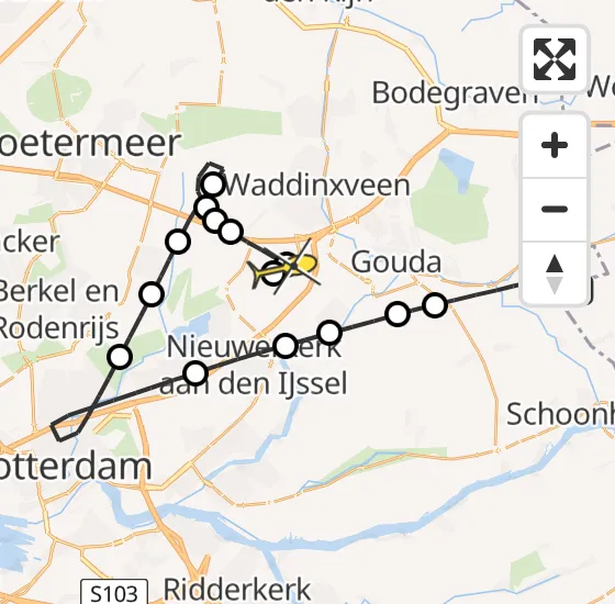 Vlucht Traumahelikopter PH-UMC van Oudewater naar Moordrecht op maandag 12 augustus 2024 9:17