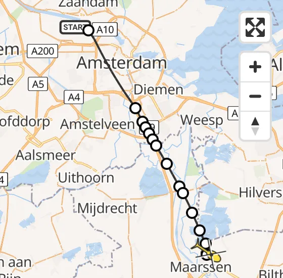 Vlucht Traumahelikopter PH-DOC van Amsterdam Heliport naar Maarssen op maandag 12 augustus 2024 9:52