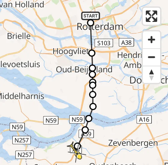 Vlucht Traumahelikopter PH-UMC van Rotterdam The Hague Airport naar Dinteloord op maandag 12 augustus 2024 11:10