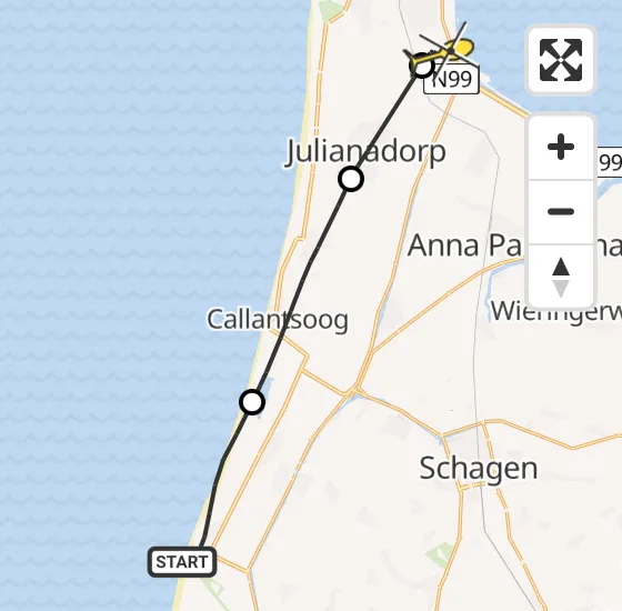 Vlucht Traumahelikopter PH-DOC van Petten naar Vliegveld De Kooy op maandag 12 augustus 2024 12:22