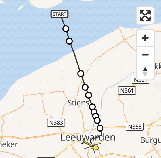 Vlucht Ambulancehelikopter PH-OOP van Ballum naar Leeuwarden op maandag 12 augustus 2024 12:24