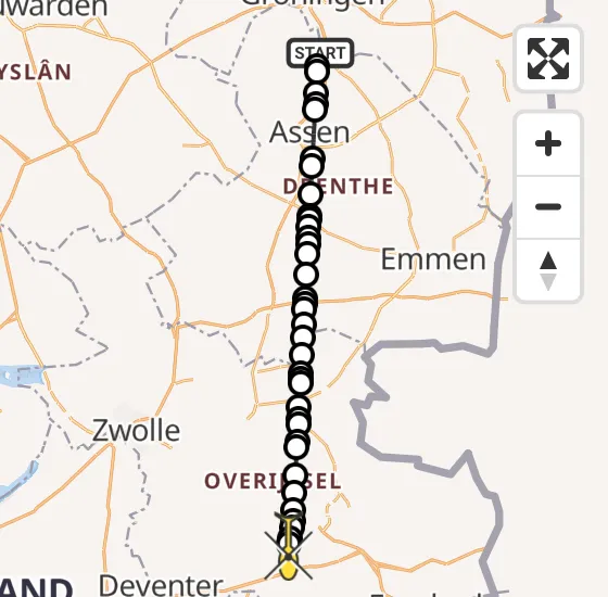 Vlucht Traumahelikopter PH-TTR van Groningen Airport Eelde naar Rijssen op maandag 12 augustus 2024 12:30