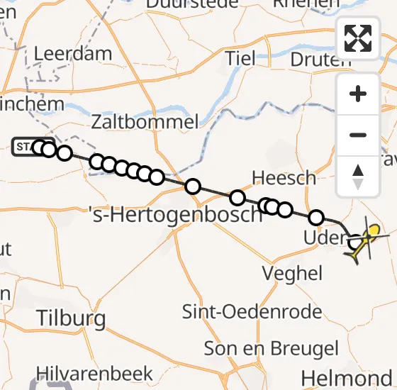 Vlucht Traumahelikopter PH-LLN van Waardhuizen naar Vliegbasis Volkel op maandag 12 augustus 2024 12:36