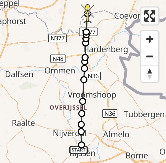 Vlucht Traumahelikopter PH-TTR van Rijssen naar Elim op maandag 12 augustus 2024 13:12