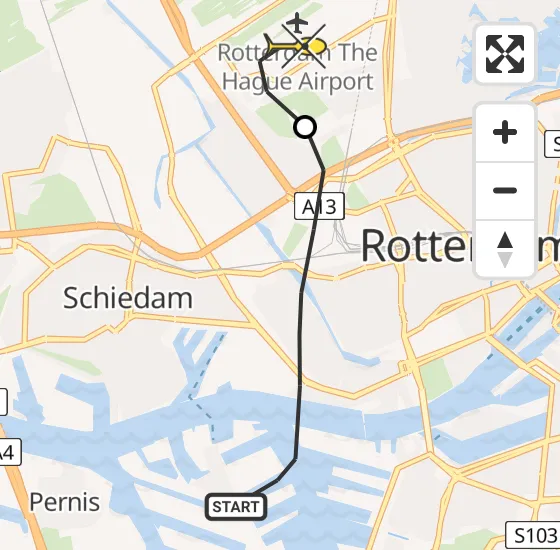 Vlucht Traumahelikopter PH-UMC van Rotterdam naar Rotterdam The Hague Airport op maandag 12 augustus 2024 13:41