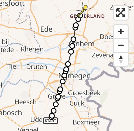 Vlucht Traumahelikopter PH-LLN van Vliegbasis Volkel naar Hoenderloo op maandag 12 augustus 2024 14:18