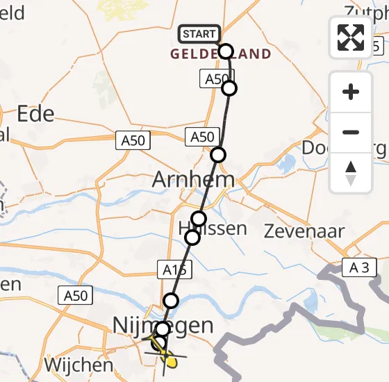 Vlucht Traumahelikopter PH-LLN van Hoenderloo naar Radboud Universitair Medisch Centrum op maandag 12 augustus 2024 15:01