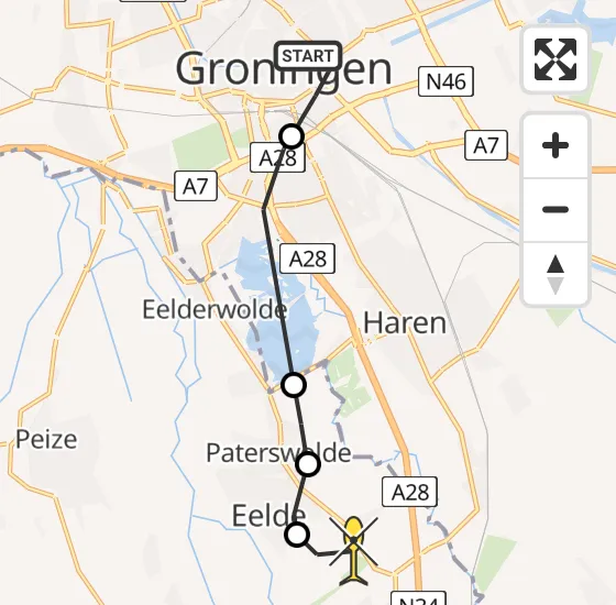 Vlucht Traumahelikopter PH-TTR van Universitair Medisch Centrum Groningen naar Groningen Airport Eelde op maandag 12 augustus 2024 16:14