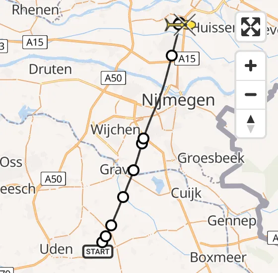 Vlucht Traumahelikopter PH-LLN van Vliegbasis Volkel naar Elst op maandag 12 augustus 2024 16:38