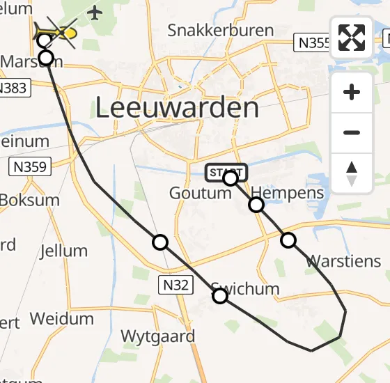 Vlucht Ambulancehelikopter PH-OOP van Leeuwarden naar Leeuwarden op maandag 12 augustus 2024 18:23