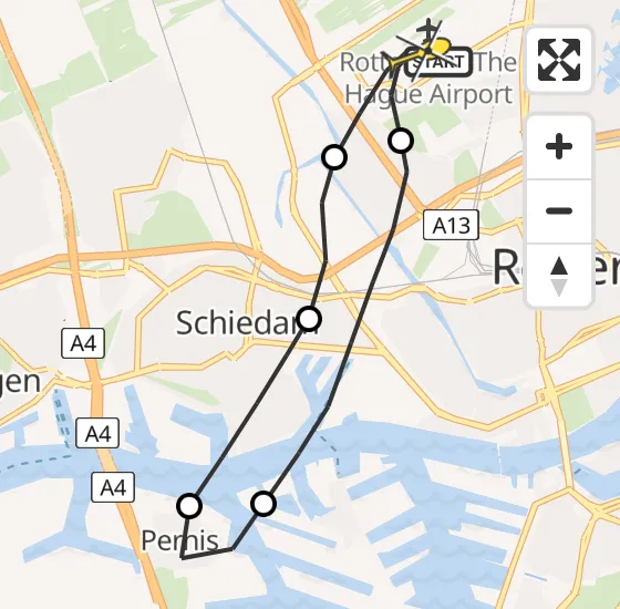 Vlucht Traumahelikopter PH-UMC van Rotterdam The Hague Airport naar Rotterdam The Hague Airport op maandag 12 augustus 2024 19:15