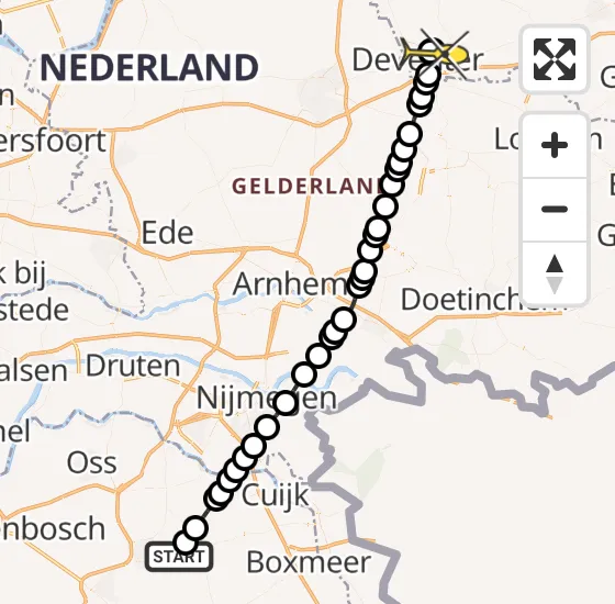 Vlucht Traumahelikopter PH-LLN van Vliegbasis Volkel naar Deventer op maandag 12 augustus 2024 21:15