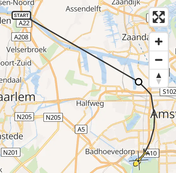 Vlucht Politiehelikopter PH-PXB van Velsen-Zuid naar Amsterdam op maandag 12 augustus 2024 21:24