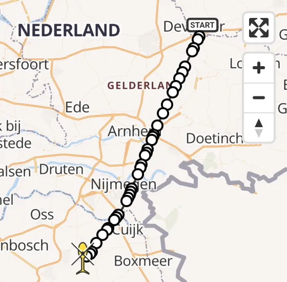 Vlucht Traumahelikopter PH-LLN van Deventer naar Vliegbasis Volkel op maandag 12 augustus 2024 22:07