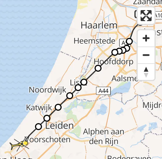 Vlucht Traumahelikopter PH-DOC van Amsterdam Heliport naar Wassenaar op maandag 12 augustus 2024 22:20