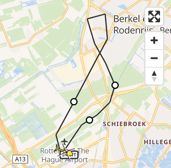 Vlucht Traumahelikopter PH-UMC van Rotterdam The Hague Airport naar Rotterdam The Hague Airport op maandag 12 augustus 2024 23:01