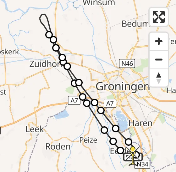 Vlucht Traumahelikopter PH-TTR van Groningen Airport Eelde naar Groningen Airport Eelde op maandag 12 augustus 2024 23:35